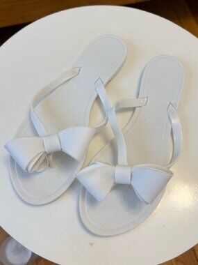 White Bow Rubber Sandals Size 39 Jelly Thong Sandals